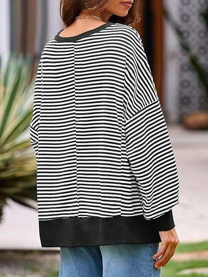 Casual Striped Oversized Sweatshirt image 4