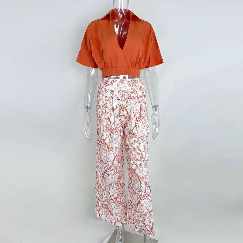 Cropped Button-Up Top with Wide-Leg Pants image 5