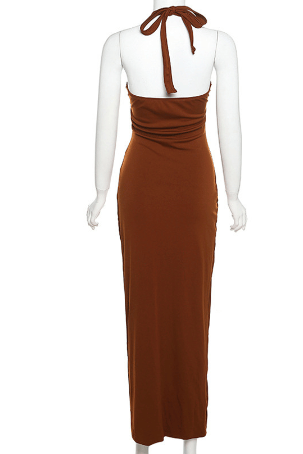 Sleeveless Halter Slit Maxi Sheath Dress image 6