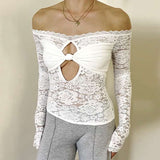 Lace Top with Bow and Cutout Detail image 5