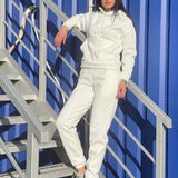 Hooded Loose Fit Sweatshirt & Joggers - L, White image