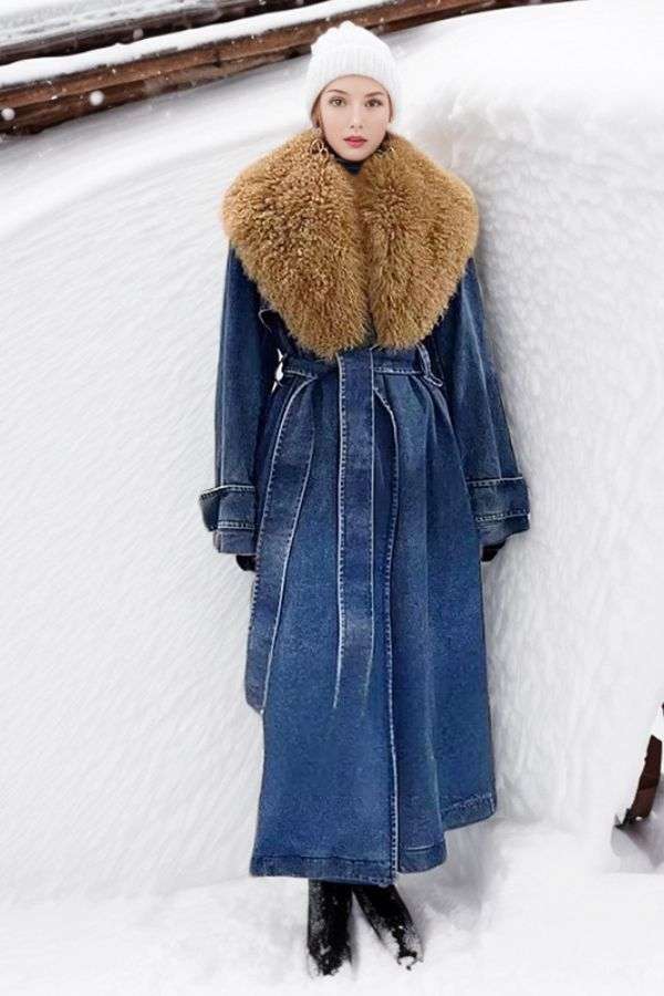 Fur Collar Trench Coat image 0