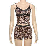 Leopard Print Lace-Trim Lounge Set image 3