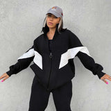 Mock Collar Loose-Fit Tracksuit - S, Black image
