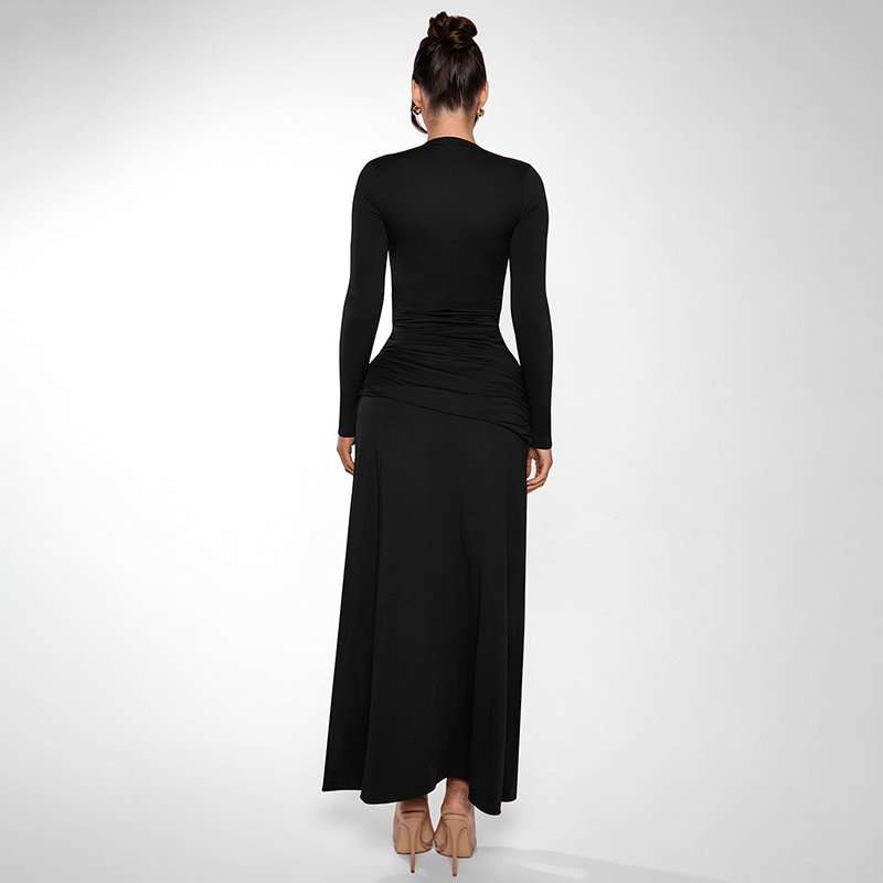 Plunge Neck Split Maxi Dress image 2