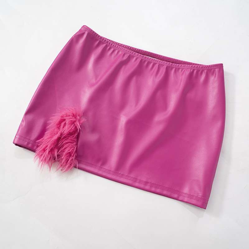 Fluff Lapel Coats Split Hem Skirt Set image 6