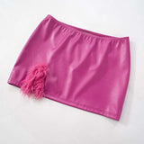 Fluff Lapel Coats Split Hem Skirt Set image 6