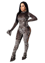 Fashion Printed Long-Sleeved Jumpsuit - L, Multi Black image