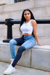 Color Block Patchwork Skinny Jeans image 1