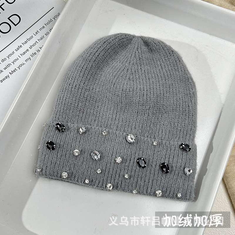 Rhinestone Beanie Soft Warm Winter Skully Hat image 4