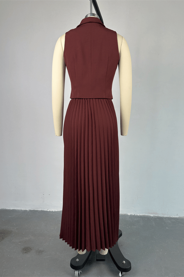 Chic Pleats Sleeveless Vest Set image 8