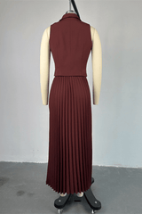 Chic Pleats Sleeveless Vest Set image 8