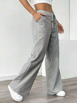 Striped Wide-Leg Drawstring Pajama Pants image 1
