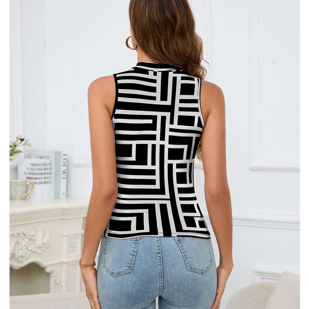 Geometric Print Sleeveless Tank Top image 3