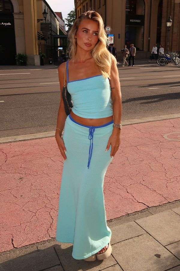 Two-Piece Crop Top and Maxi Skirt Set image 0