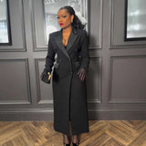 Elegant Black Double-Breasted Long Coat image 1