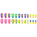 Vibrant Neon Geometric Pattern Nail Art image 3