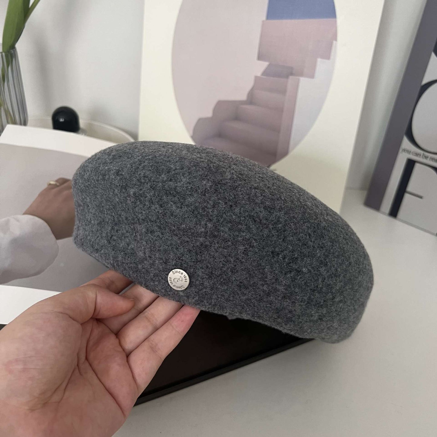 French Beret Cap Hat - Free Size, Grey image