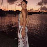 Elegant Tie-Dye Maxi Dress with Halter Neck image 5