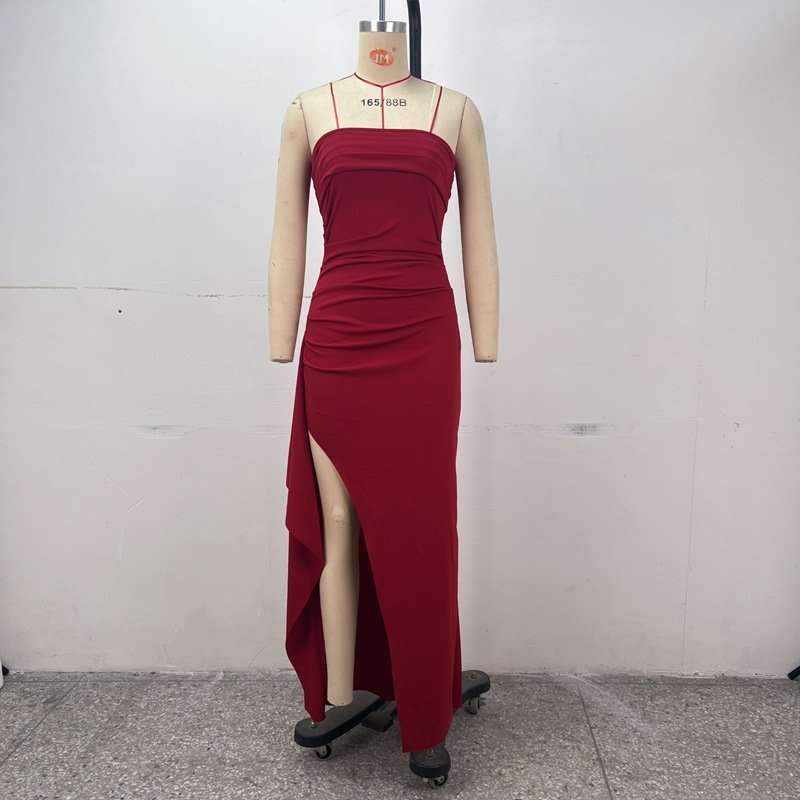 Elegant Spaghetti Strap Slit Maxi Dress image 6