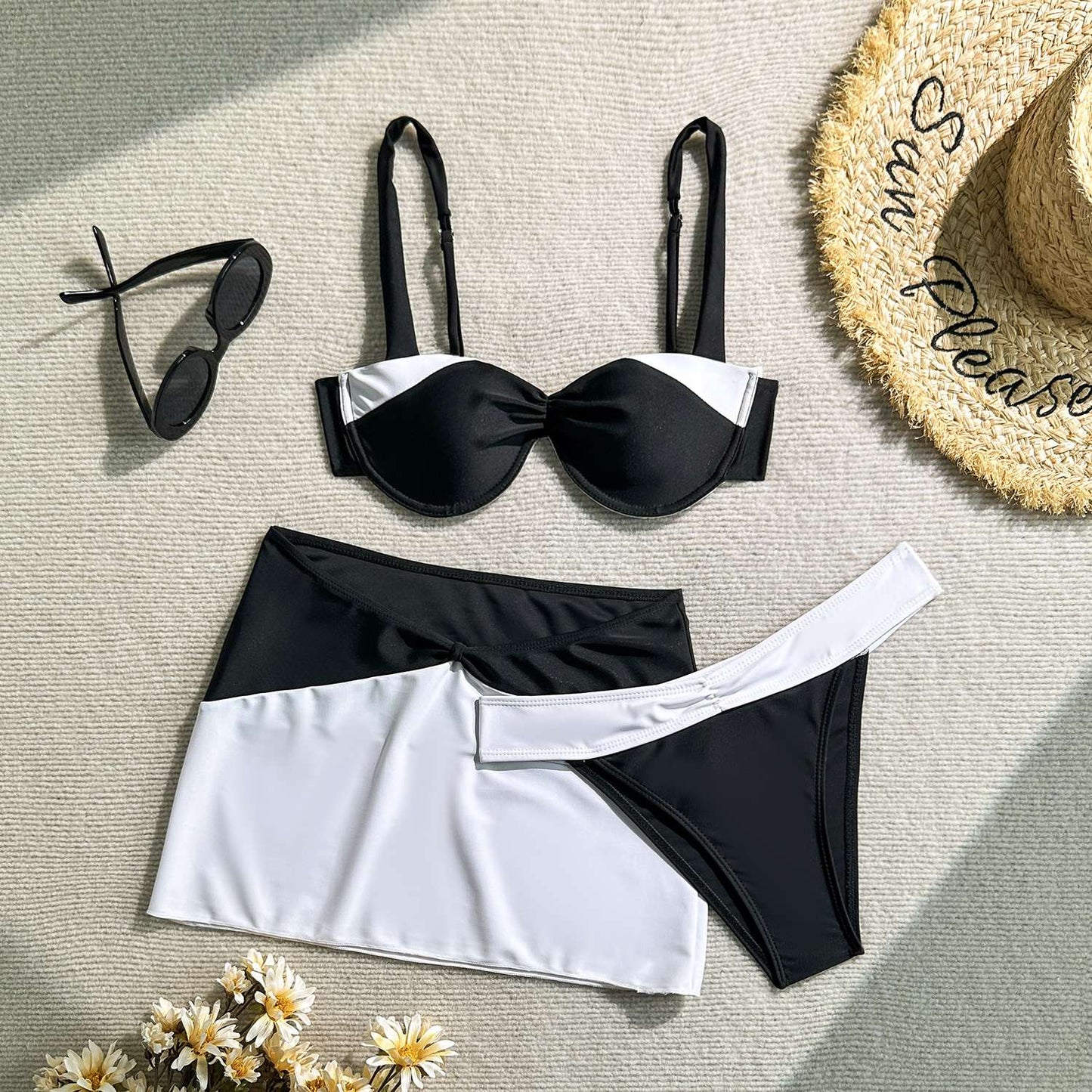 Color Block Bikini and Skirt Set image 4