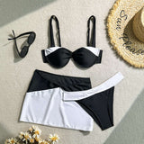 Color Block Bikini and Skirt Set image 4