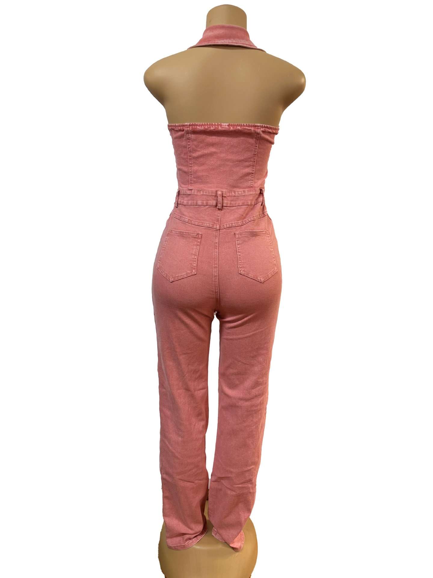 Backless Cargo Denim Jumpsuit image 2