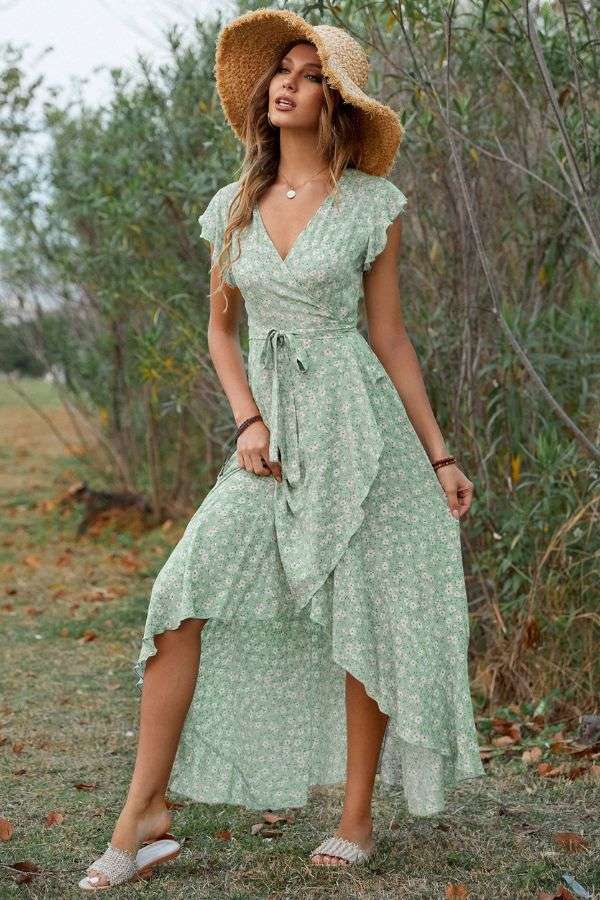 Flutter Sleeve Floral Midi Dress image 1