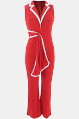 Sleeveless Wrap Jumpsuit with Trim image 5