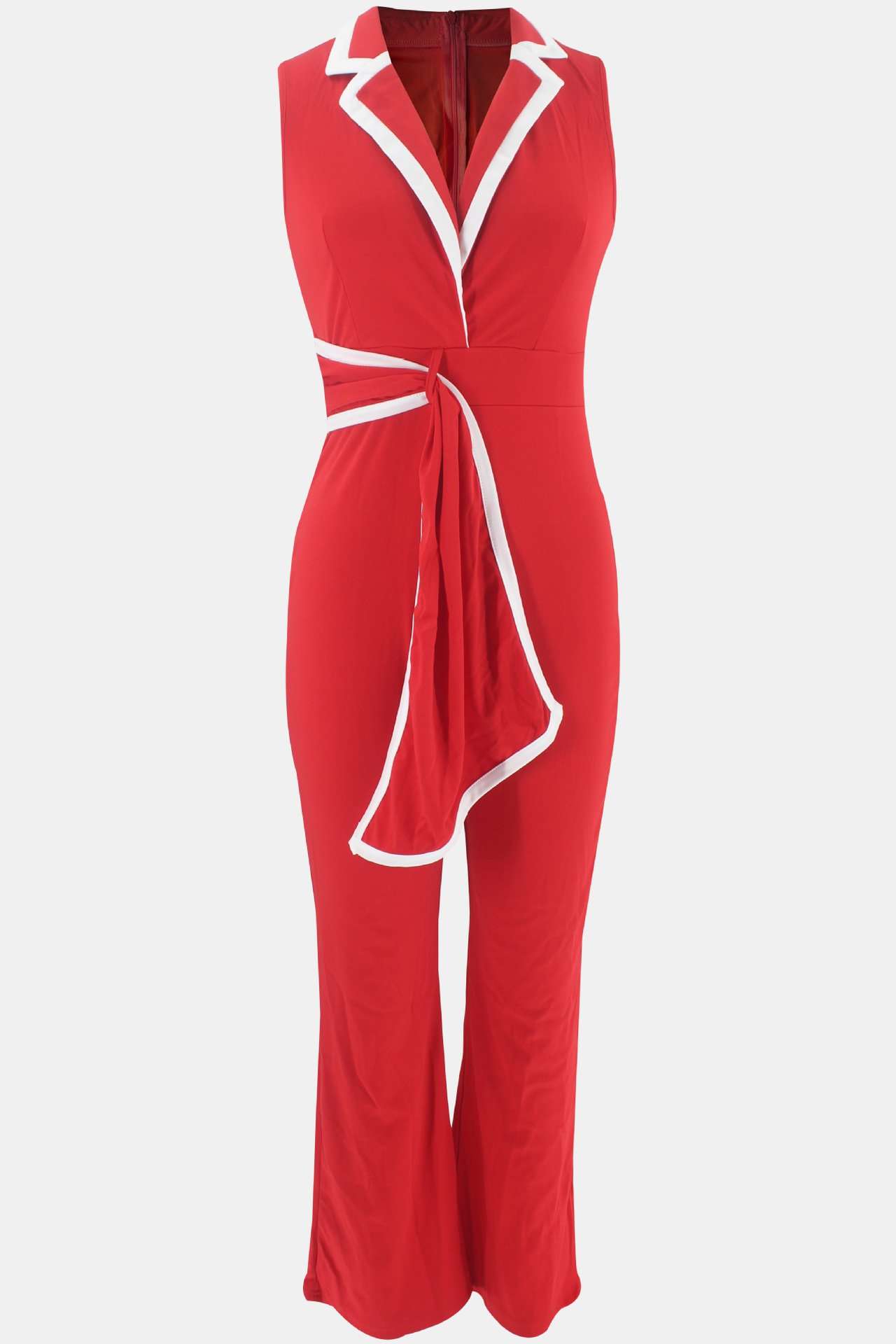 Sleeveless Wrap Jumpsuit with Trim image 5