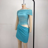 Ruched Mini Dress with Asymmetrical Draping image 8