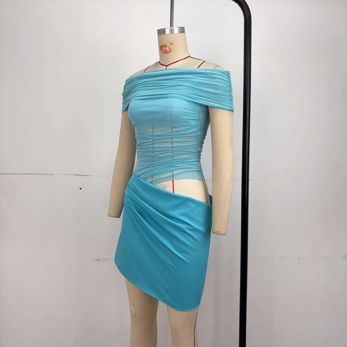 Ruched Mini Dress with Asymmetrical Draping image 8