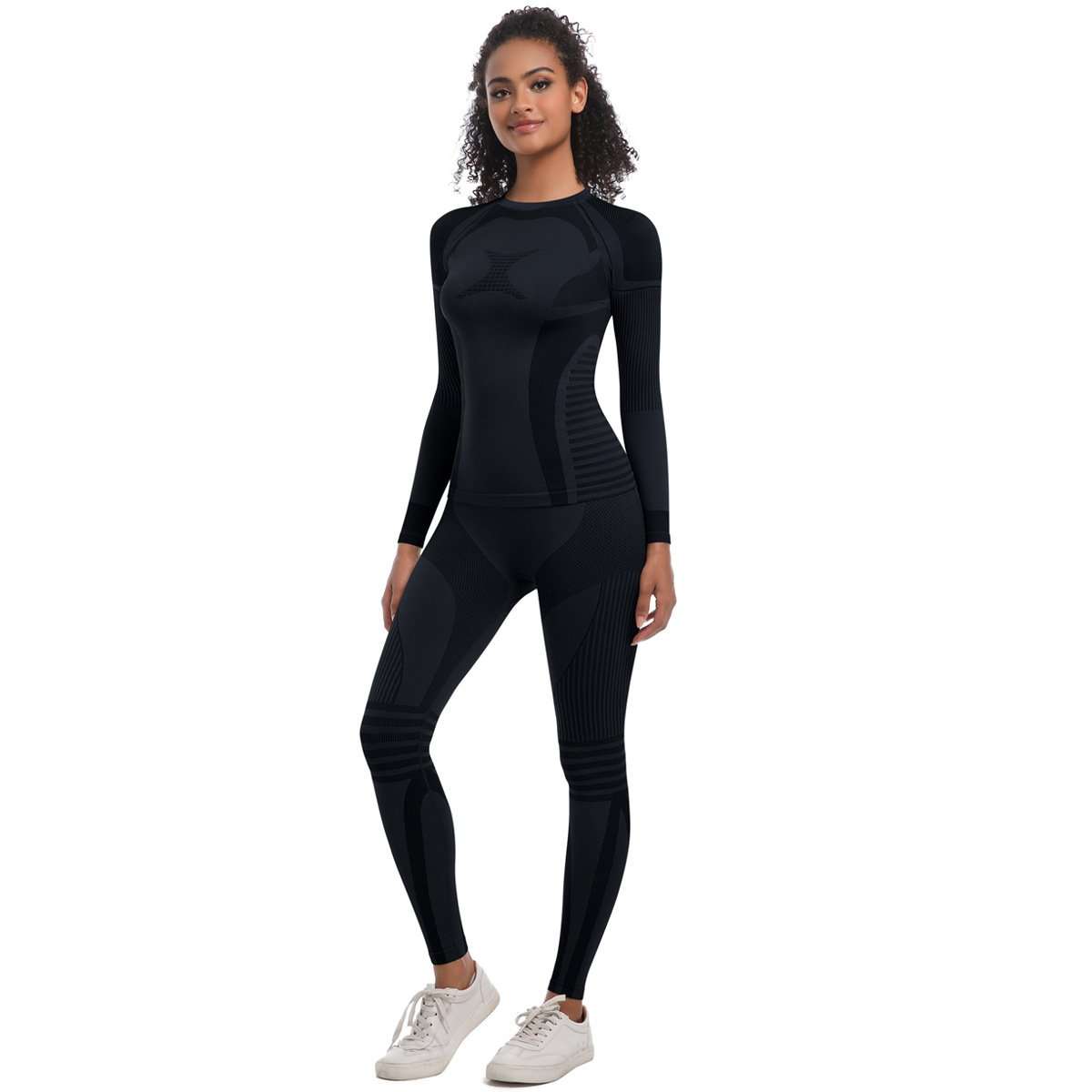 Slim Fit Workout Sports Gym Fitness Yoga Suit - M, Black image