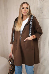 Oversized Hoodie Coat with Text Detail image 2