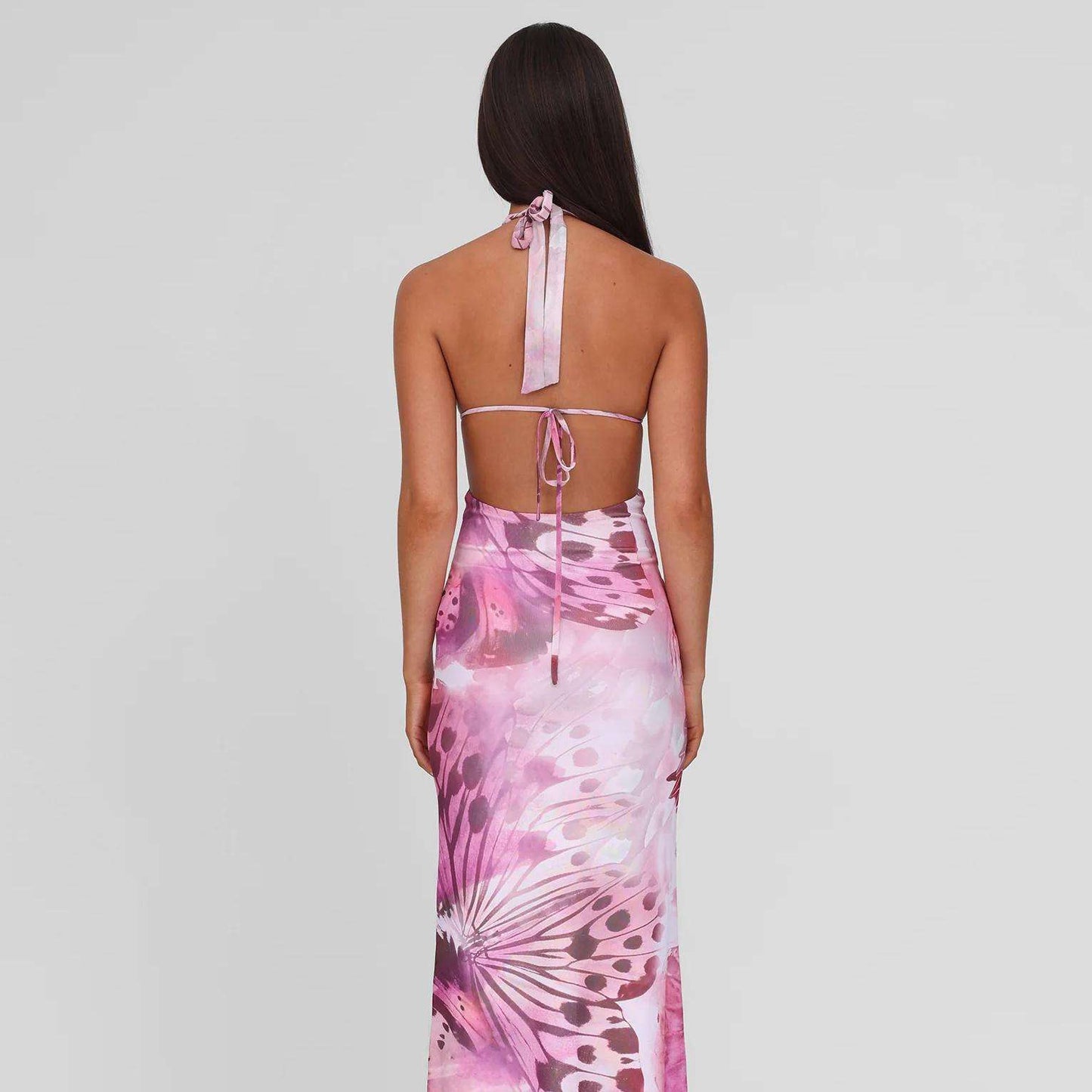 Butterfly-Print Cutout Maxi Dress image 2