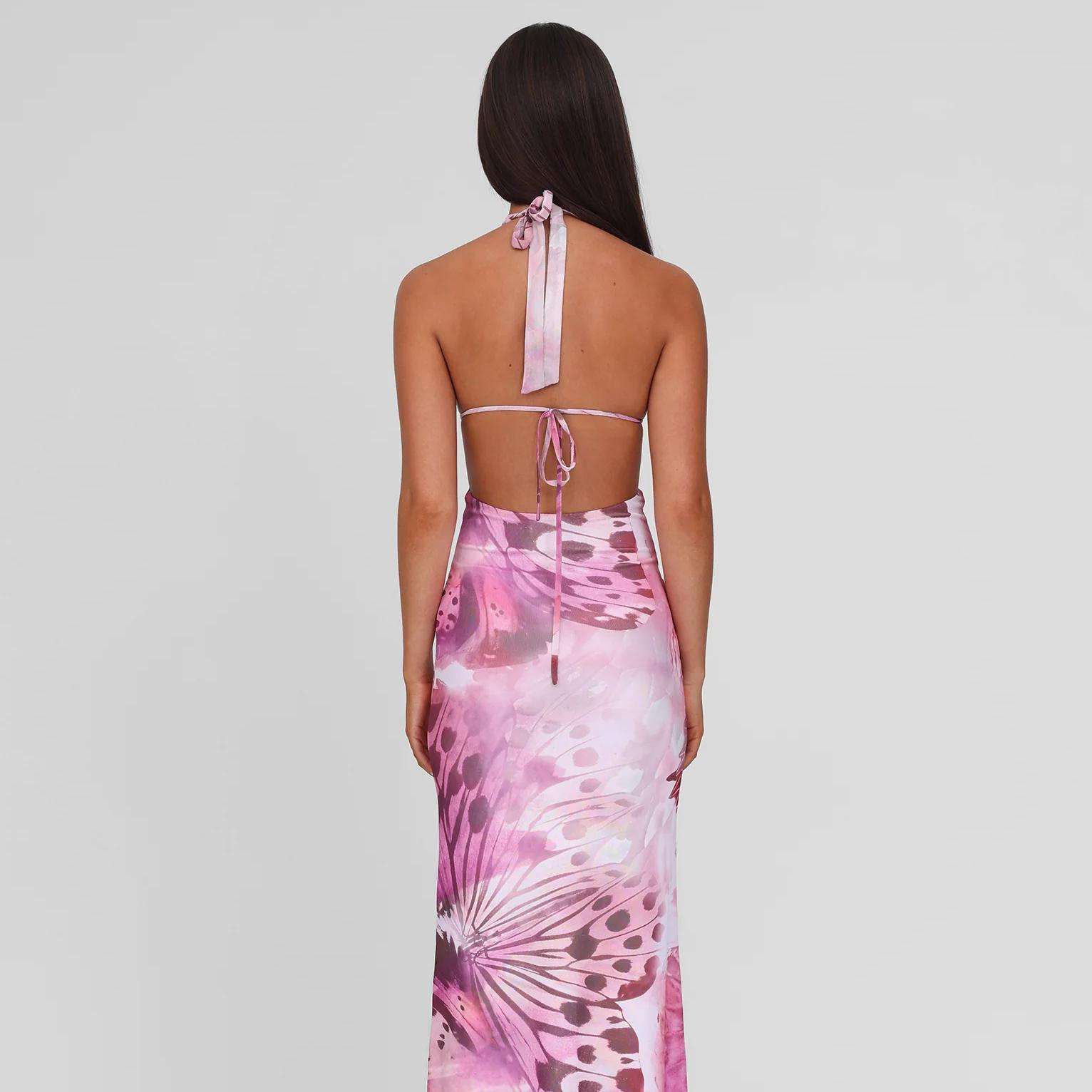 Butterfly-Print Cutout Maxi Dress image 2