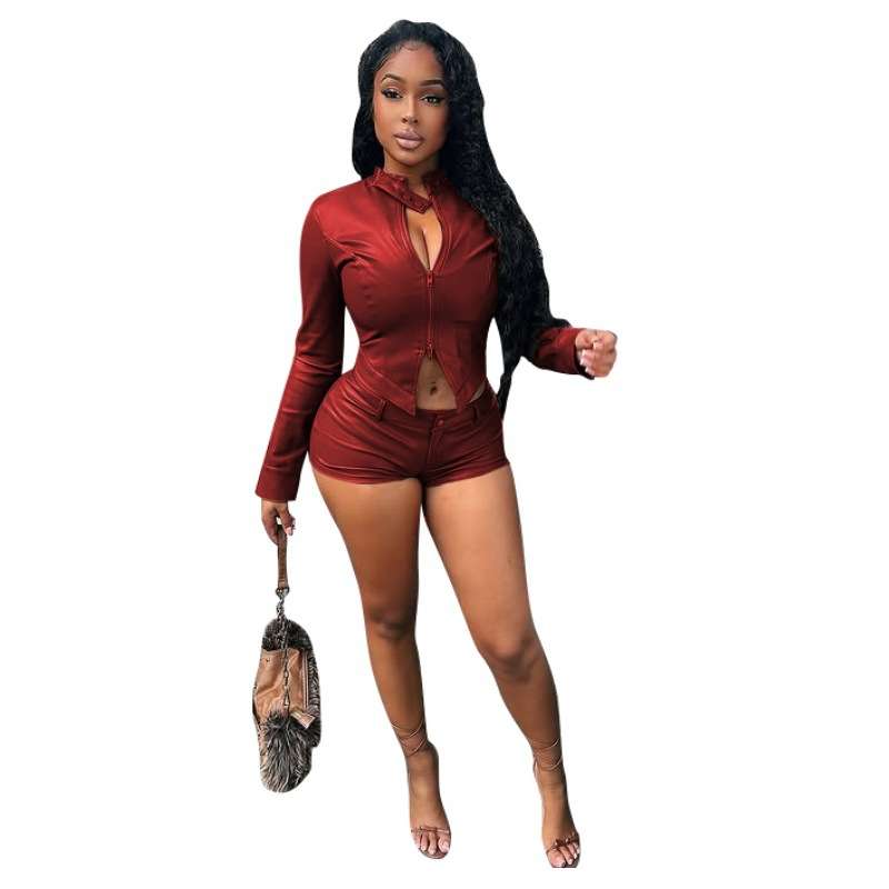 Two-Piece Top & Shorts Set - S, Red image