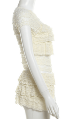 Jacquard Lace Tiered Skirt and Crop Top Set image 4