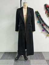 Elegant Black Double-Breasted Long Coat image 6