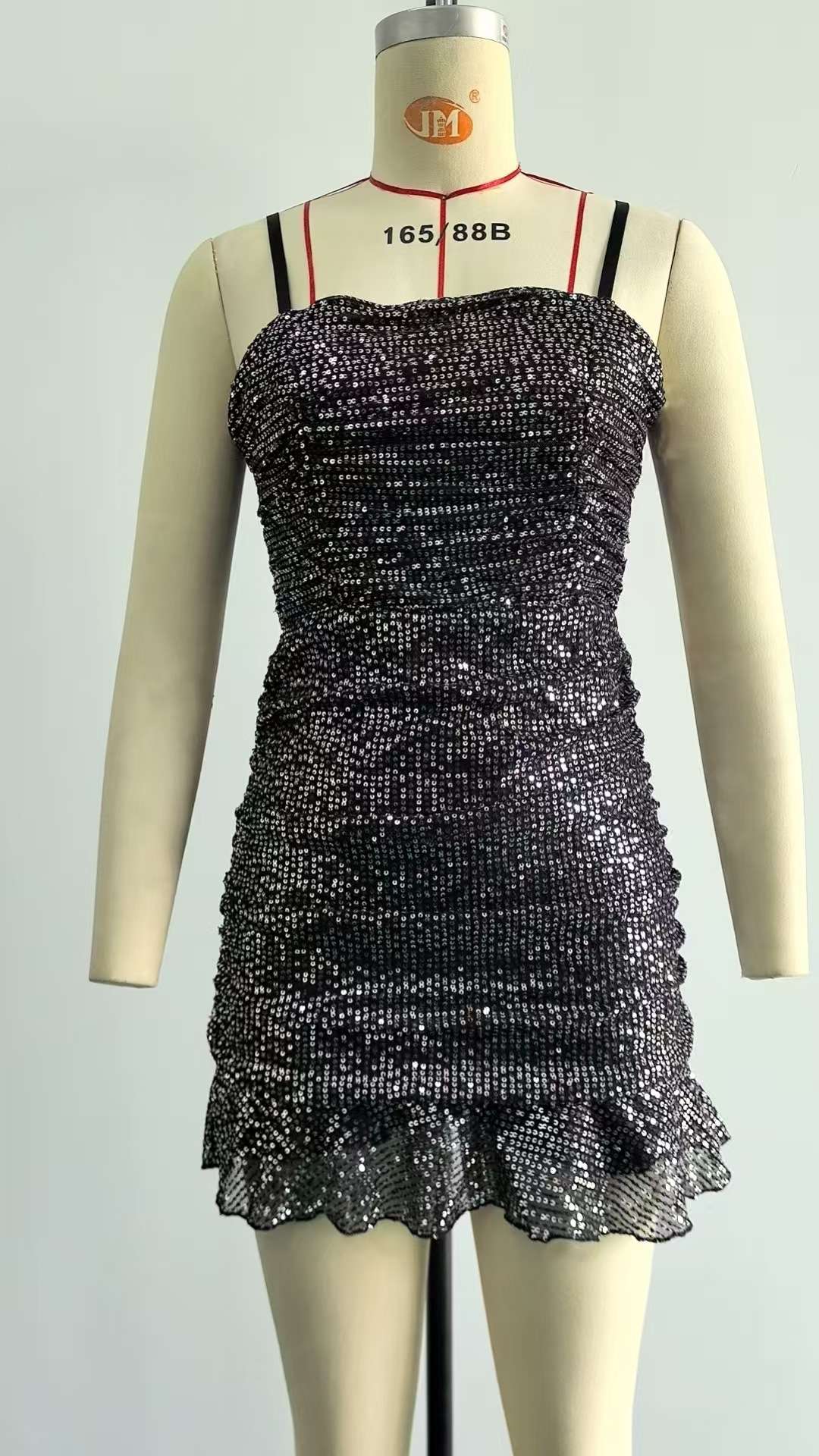 Sparkling Sequin Mini Dress with Ruffled Hem image 6
