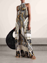 Halter Neck Patterned Maxi Dress image 2