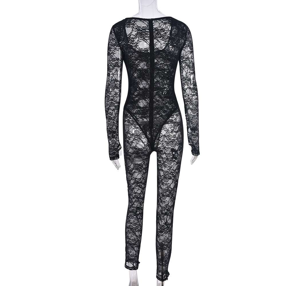 Lace Long Sleeve Bowtied Jumpsuit image 6