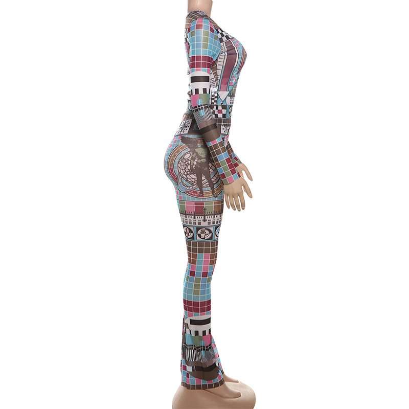 Geometric Print Crop Top High Waist Pant image 6