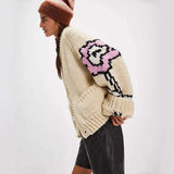 Oversized Sweater with Floral Sleeve image 3
