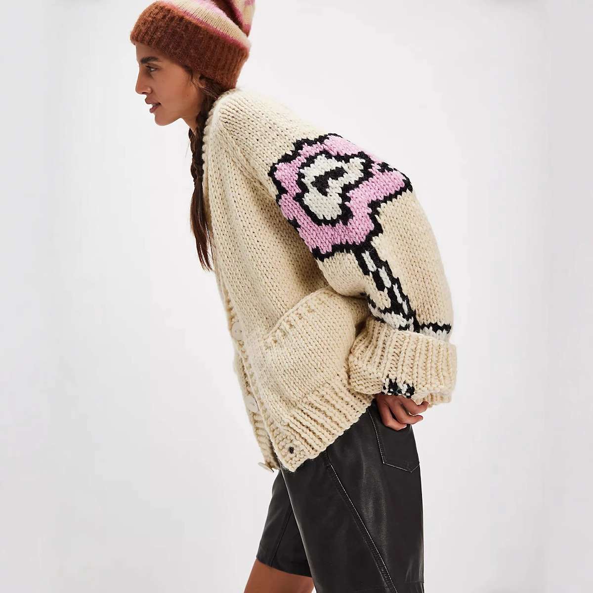 Oversized Sweater with Floral Sleeve image 3