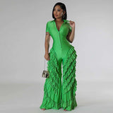 Ruffle Radiance Jumpsuit - S, Green image