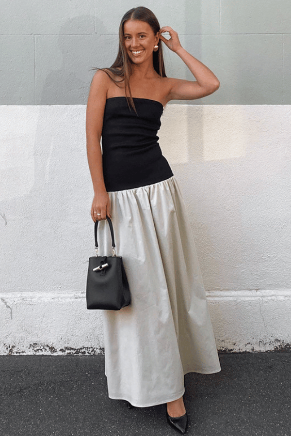 Elegant Contrast Maxi Dress image 2