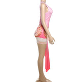 One-Shoulder Dress with  Shell and Starfish Print image 4