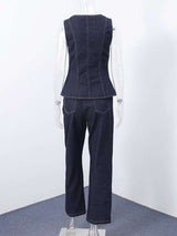 Corset Top & High-Waisted Flare Pants Set image 3
