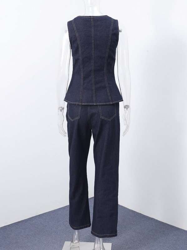 Corset Top & High-Waisted Flare Pants Set image 3